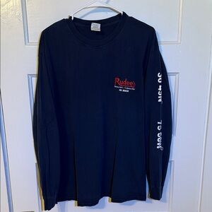 Gildan Navy Long Sleeve Tee with Red Details